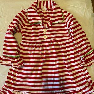 Boutique brand red and white sripe ruffle dress